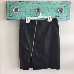 Black Faux Leather Pencil Skirt